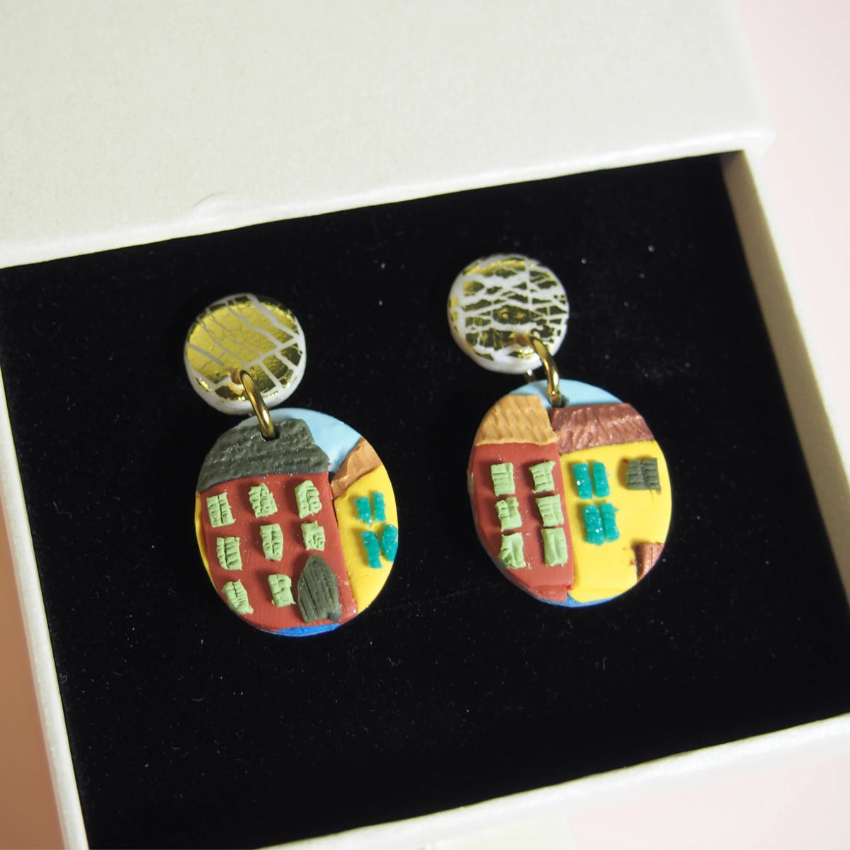 boucles Dolce Vita disques sculptés terracotta fait main Flowerinlife