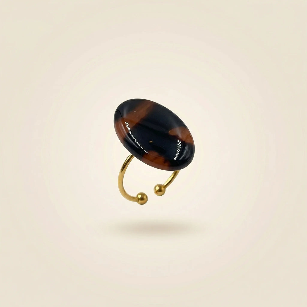 Bague ovale écaille ambre - Minérale