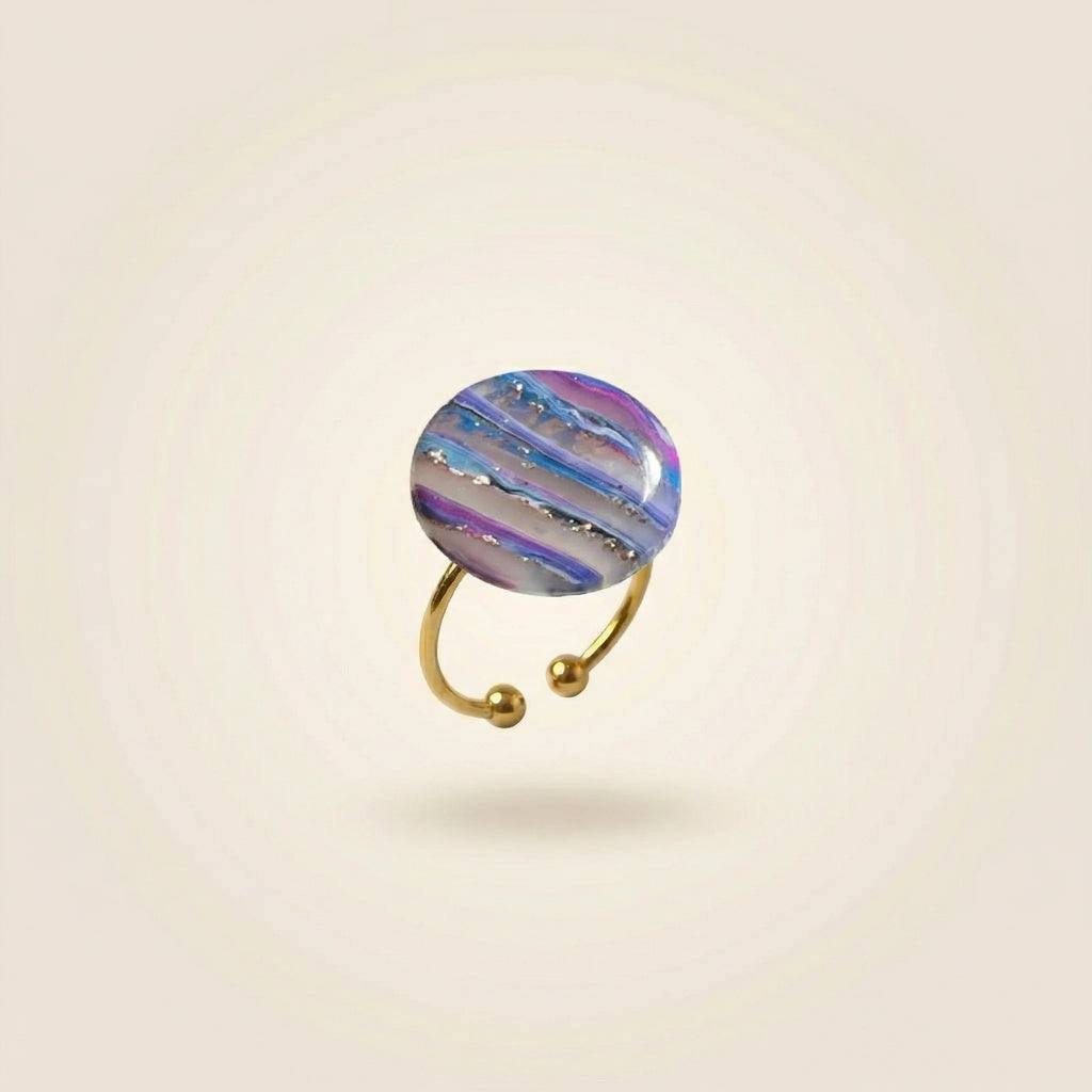 Bague galaxie pastel ajustable - Aurora