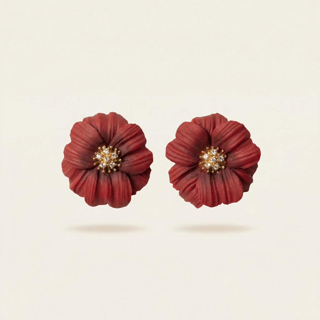 Boucles d’oreilles fleur rouge - Bloom