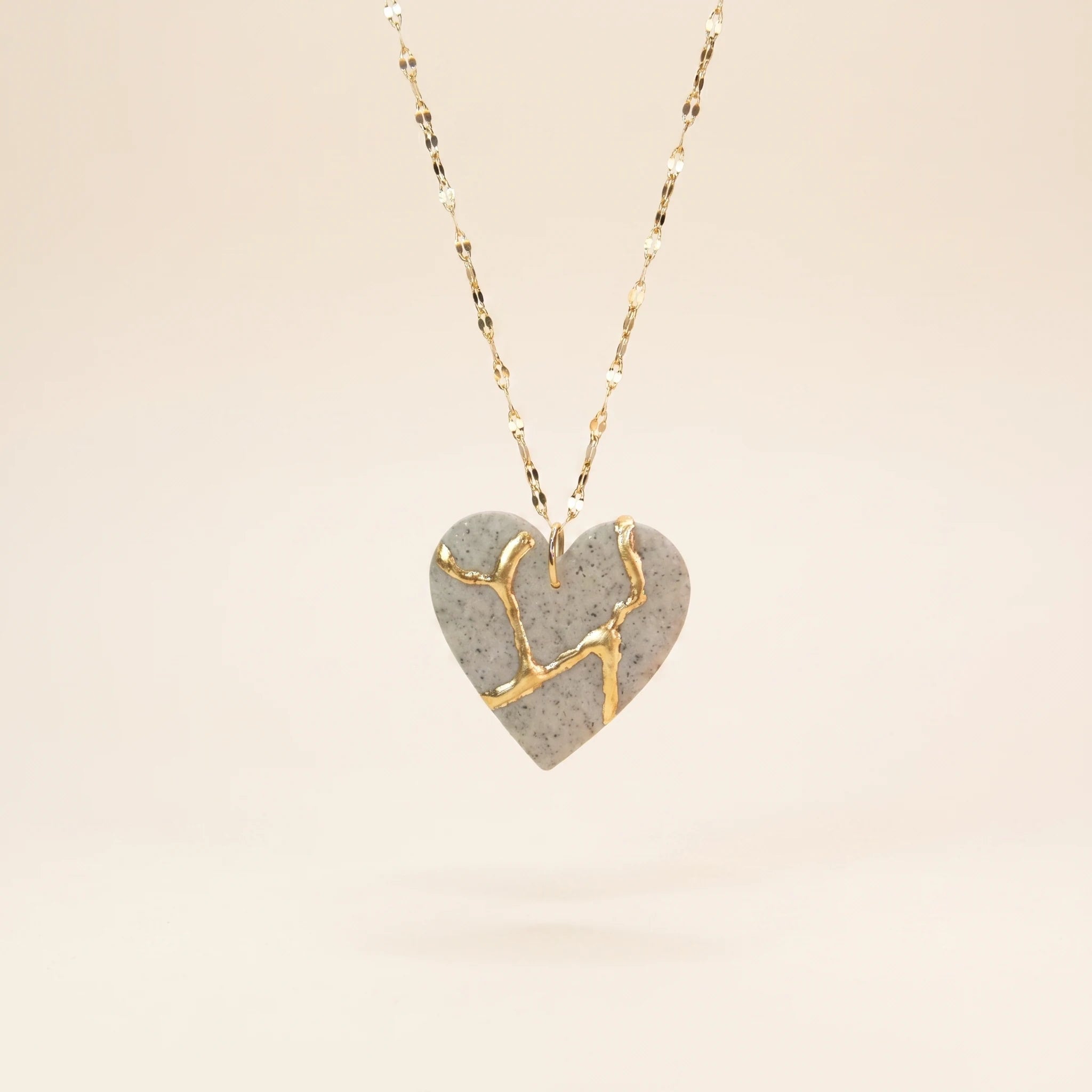 Collier cœur Kintsugi granit - Empreinte