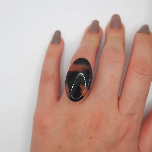 Bague ovale écaille ambre - Minérale