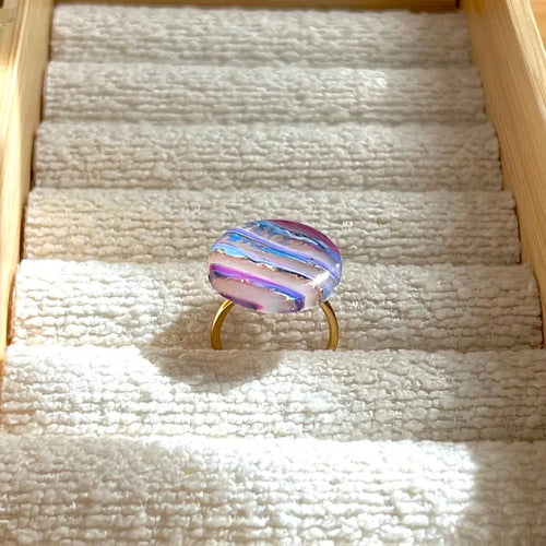 Bague galaxie pastel ajustable - Aurora