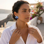 Boucles d'oreilles fleur bicolore bleue - Bloom