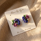 Boucles d'oreilles fleurs bleues & violettes - Bloom