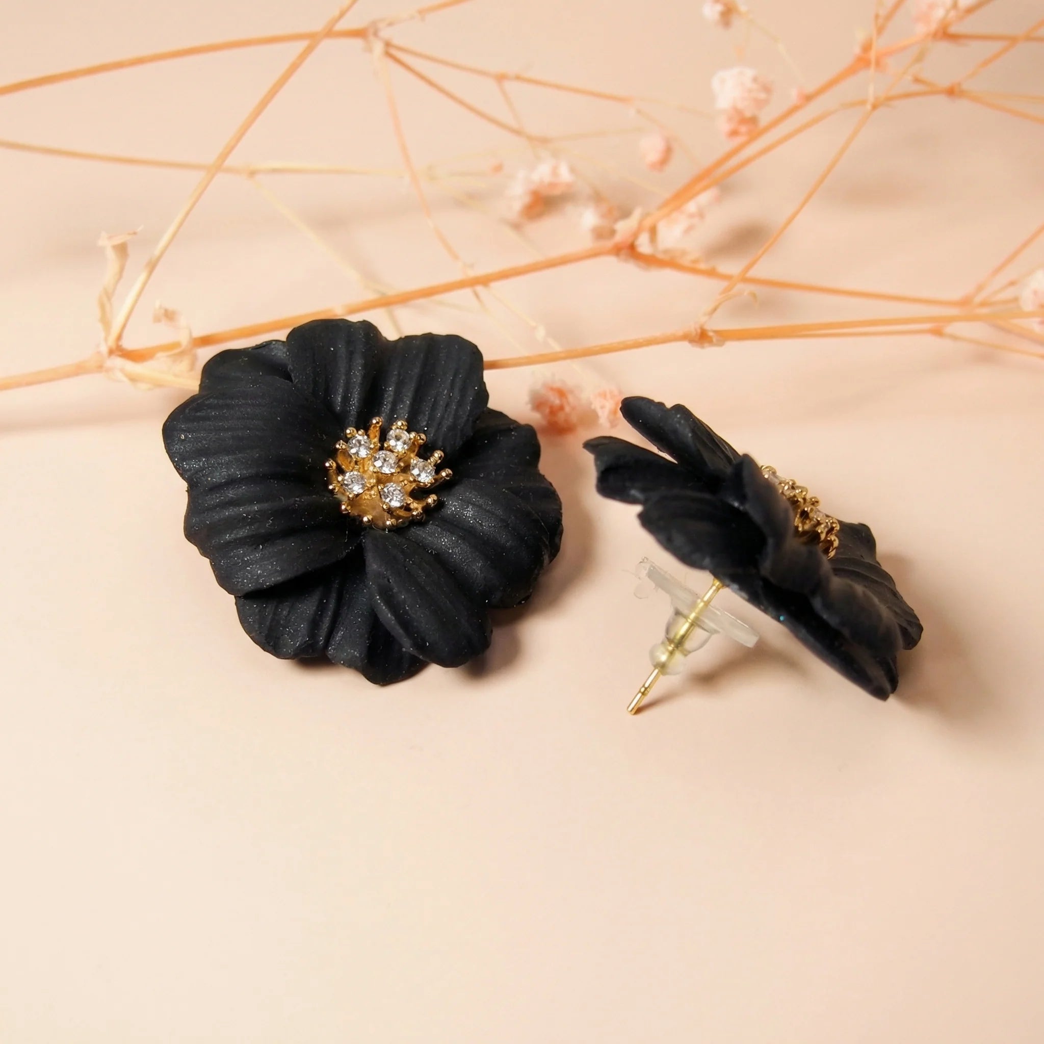 Boucles d’oreilles fleur noire - Bloom