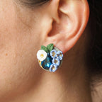 Boucles d'oreilles fleurs bleues & cristaux - Bloom