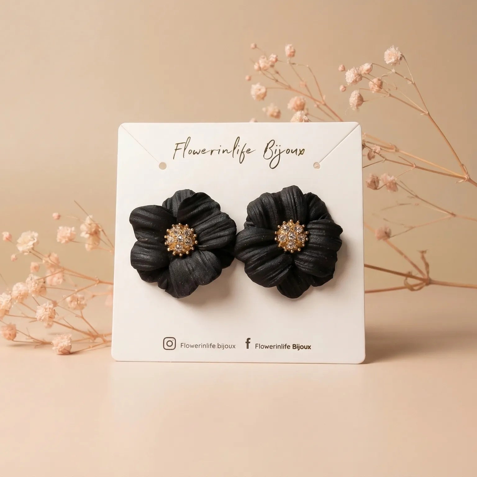 Boucles d’oreilles fleur noire - Bloom