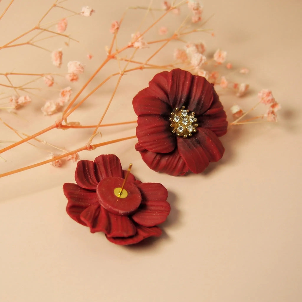 Boucles d’oreilles fleur rouge - Bloom