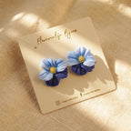 Boucles d'oreilles fleur bicolore bleue - Bloom