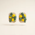 boucles Menton citron et strass vert fait main pâte polymère Flowerinlife