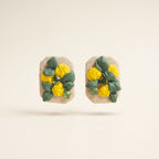 boucles Menton citron et strass vert fait main pâte polymère Flowerinlife
