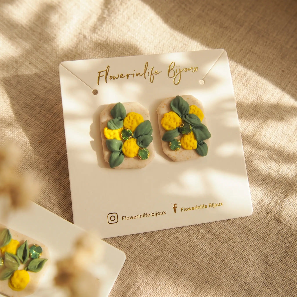 boucles Menton citron collection Empreinte fait main Flowerinlife
