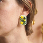 boucles Menton jaune et vert bijou fait main Côte d'Azur Flowerinlife