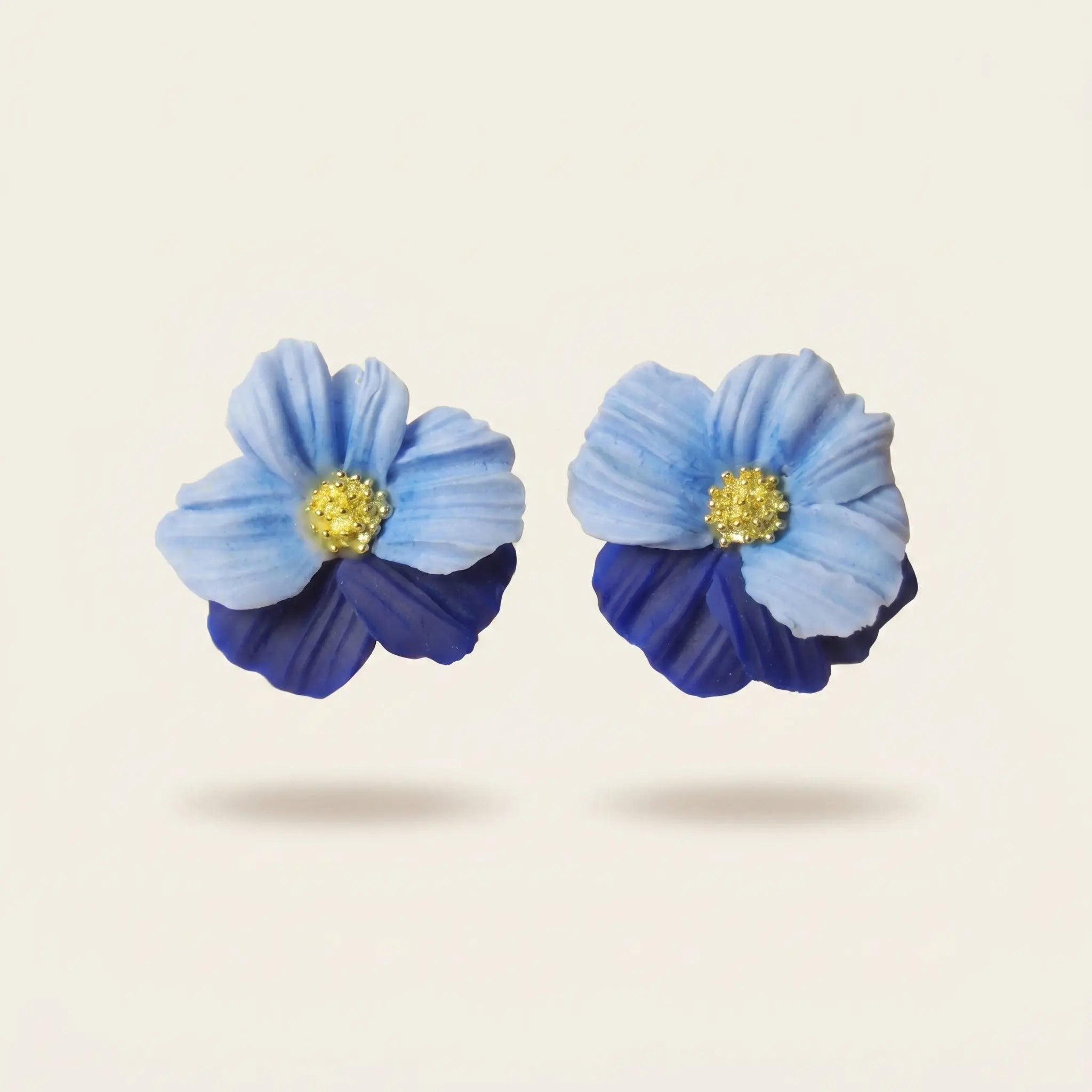 Boucles d'oreilles fleur bicolore bleue - Bloom