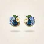 Boucles d'oreilles fleurs bleues & cristaux - Bloom