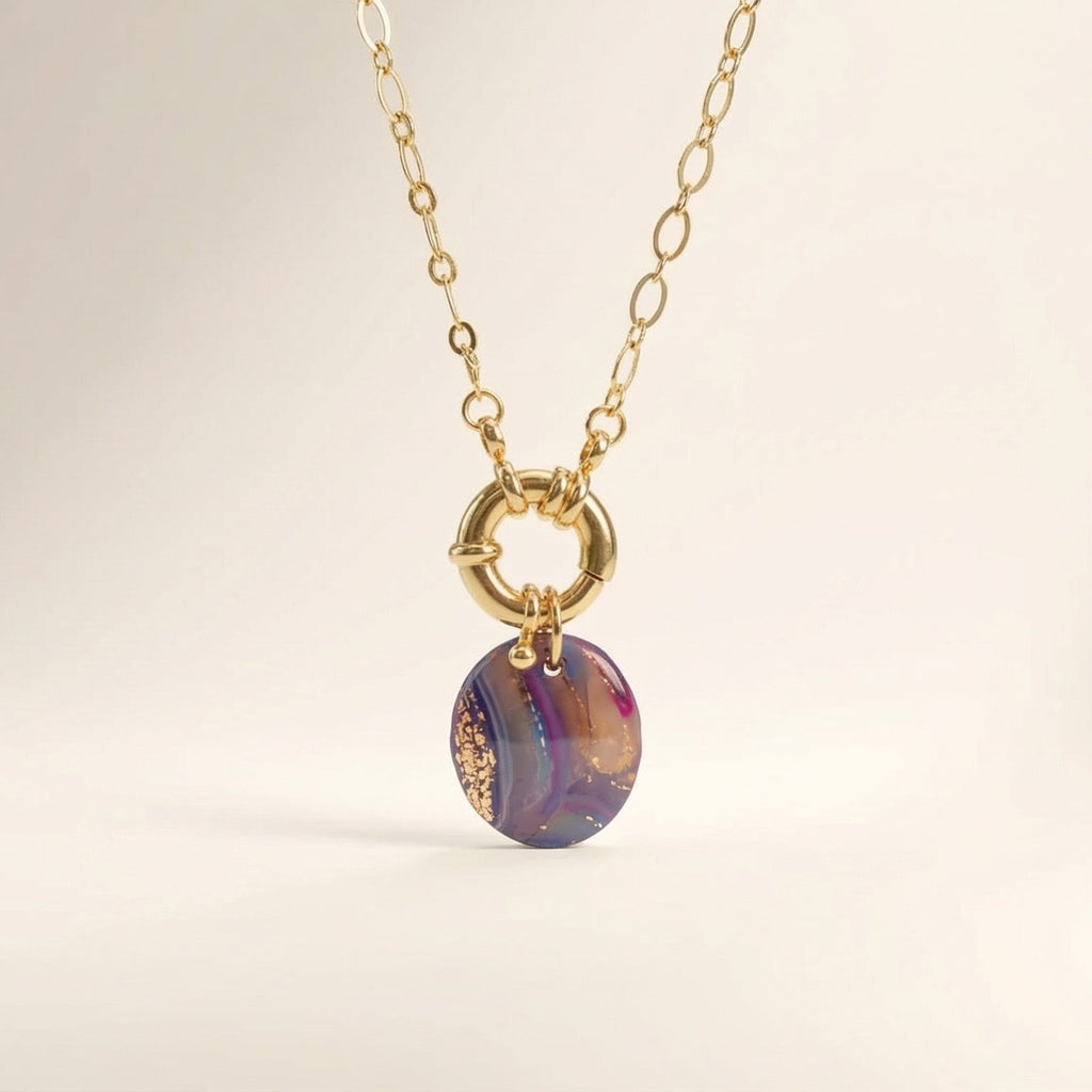 Collier pendentif galaxie pastel - Aurora