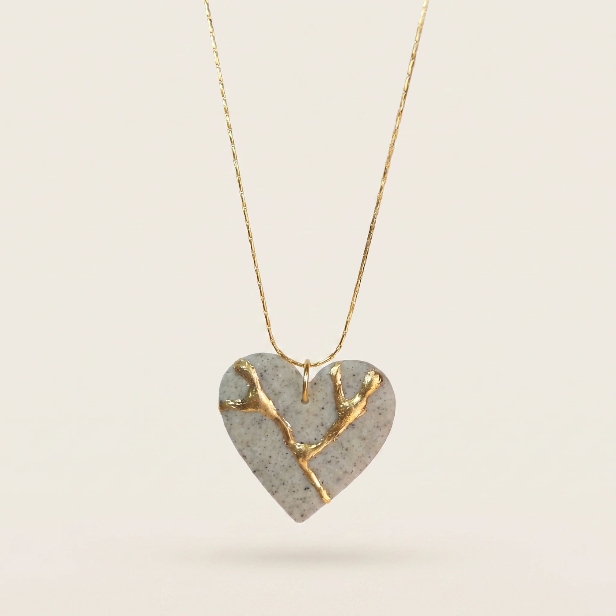 Collier cœur Kintsugi granit - Empreinte
