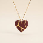 Collier cœur Kintsugi  bordeaux - Empreinte