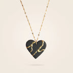 Collier cœur Kintsugi noir - Empreinte