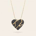 Collier cœur Kintsugi noir - Empreinte
