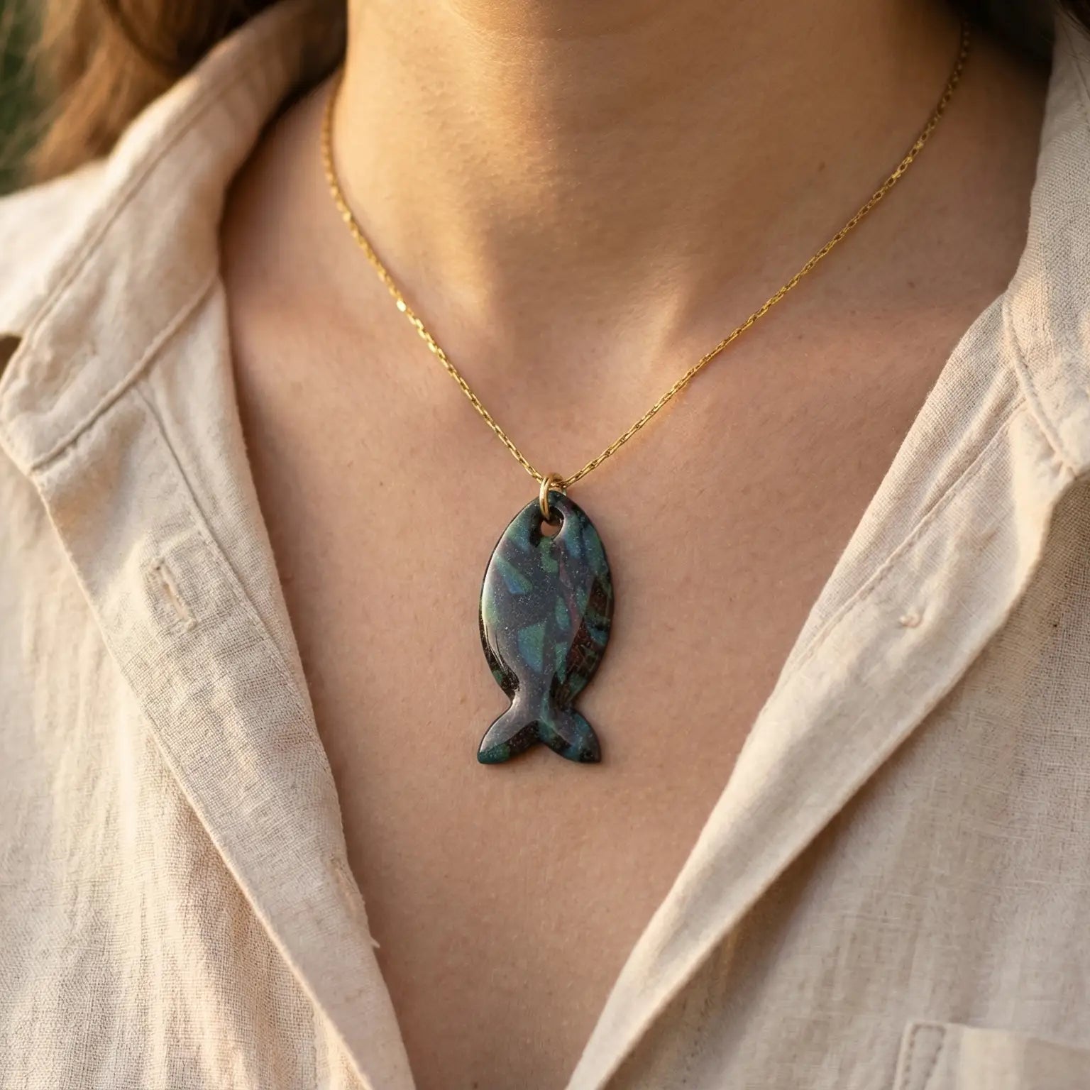 Collier poisson chaîne fine - Océane