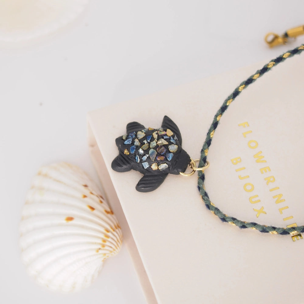 Collier tortue cordon tressé - Océane