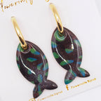 boucles oreilles poisson fond marin creoles bijou mer fait main pate polymere