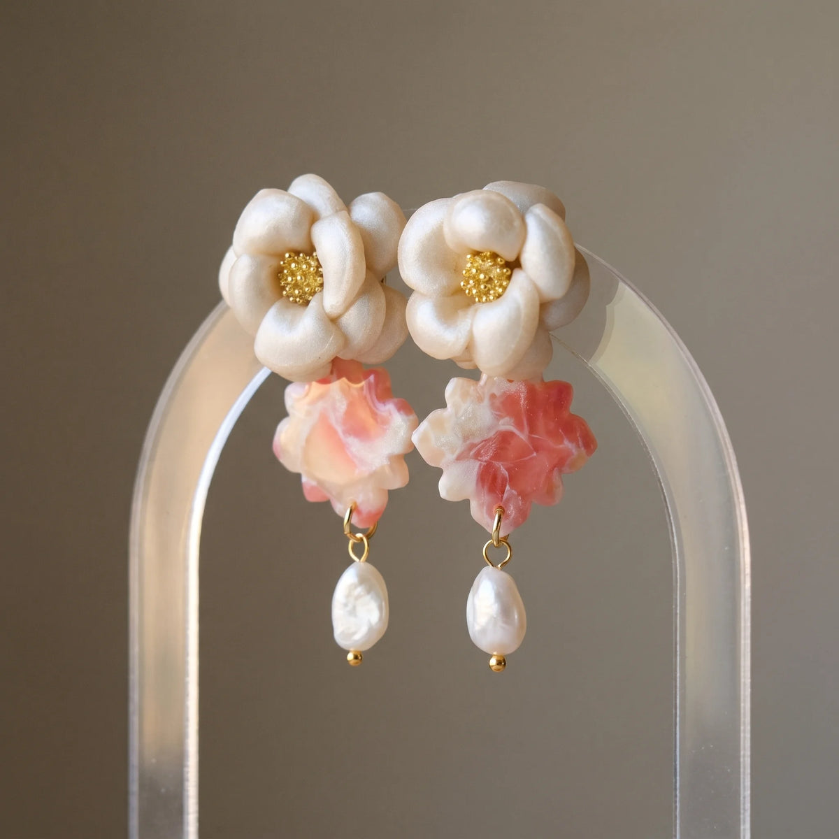 Boucles d'oreilles Jasmin Corail - Minérale & Bloom