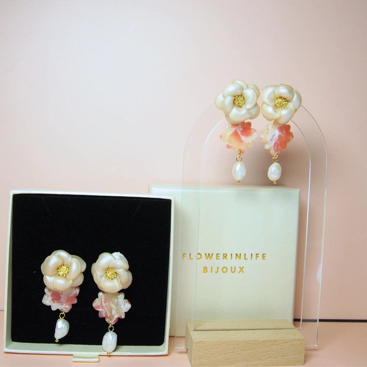 Boucles d'oreilles Jasmin Corail - Minérale & Bloom