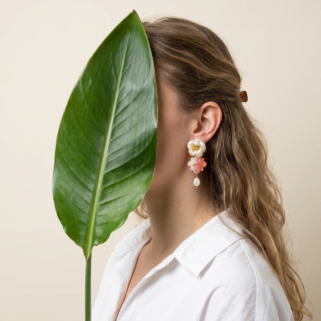 Boucles d'oreilles Jasmin Corail - Minérale & Bloom