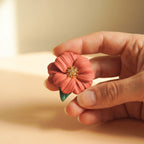 pin's fleur zinnia corail collection Bloom fait main Flowerinlife