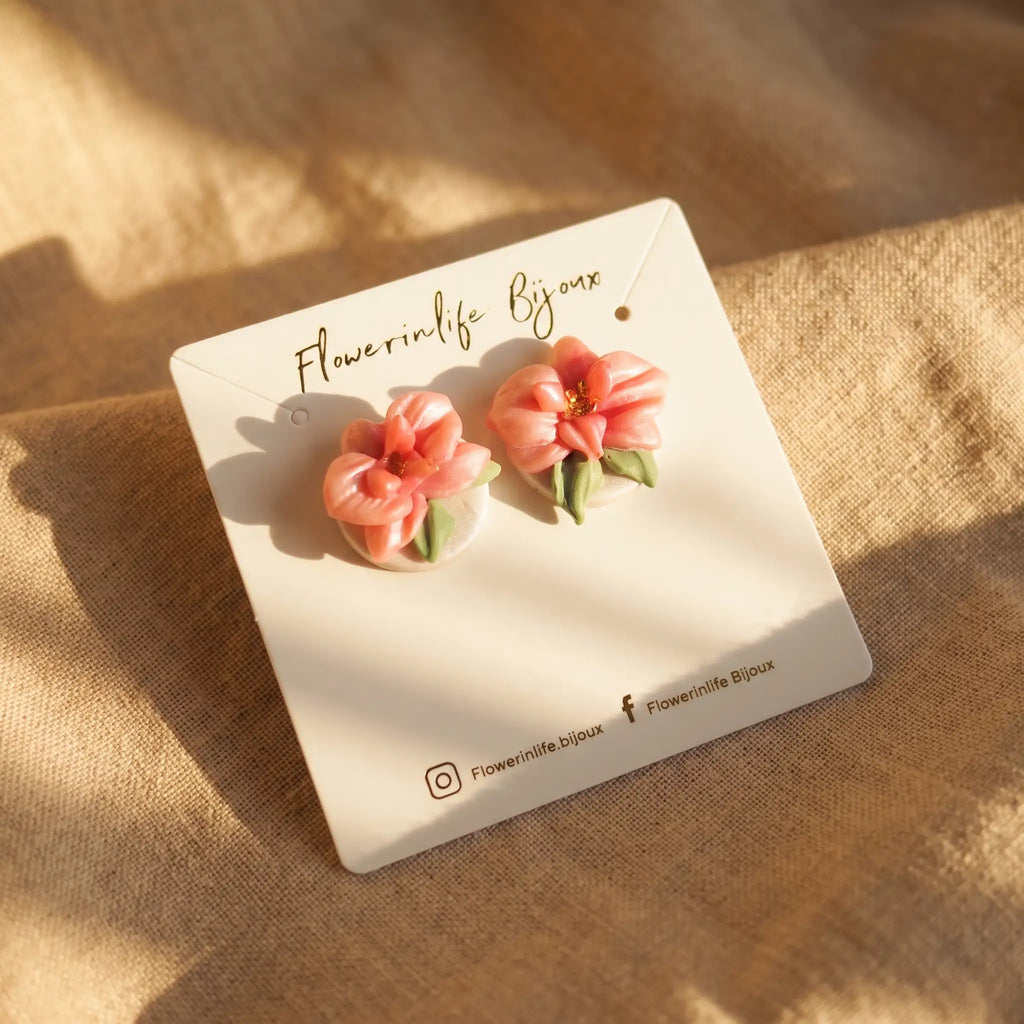 Boucles d'oreilles Camélia Rosé - Bloom