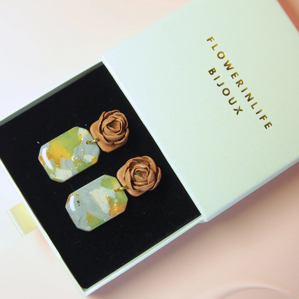 Boucles d'oreilles Rose d'Automne - Minérale & Bloom